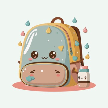 kawaii adesivo do escola mochila saco vetor ícone do fofa japonês