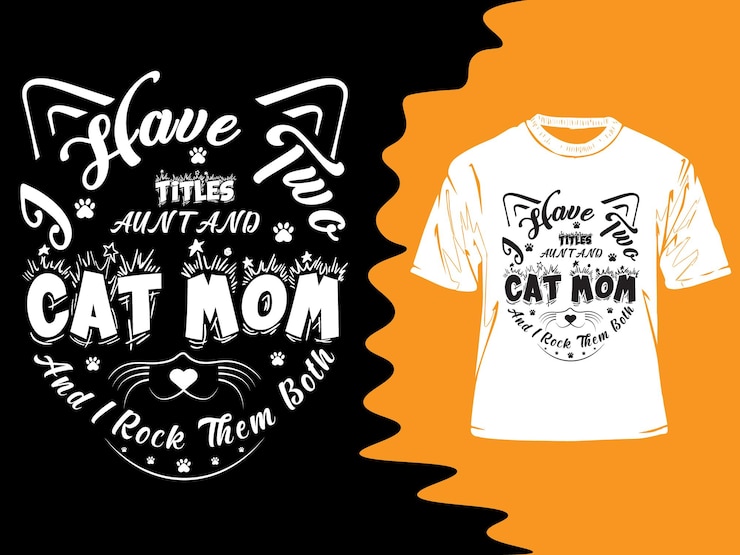 Vetor vector eu tenho dois títulos t-shirt de tipografia de tia e mãe de gato ou melhor camiseta de mãe