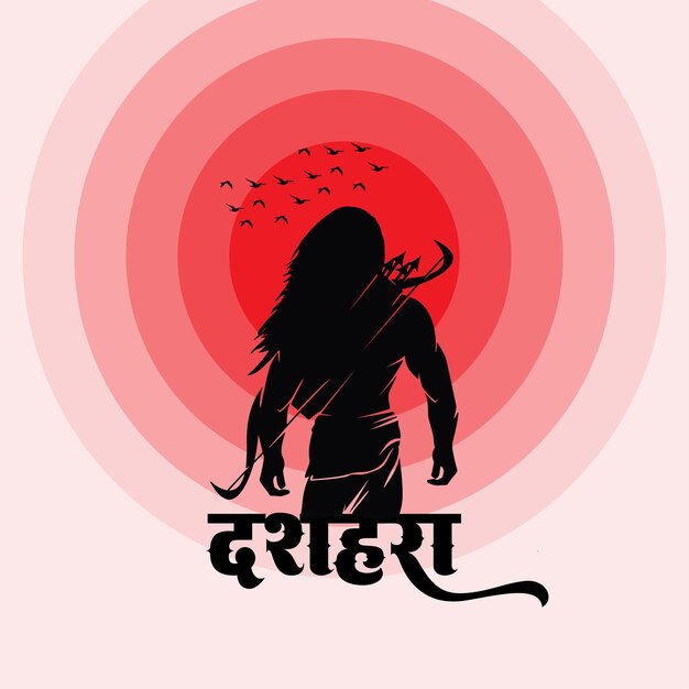 Vetor vector feliz dussehra e vijyadashmi postagem nas redes sociais em caligrafia hindi