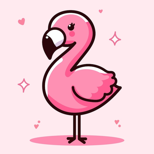 Vetor vector flamingo rosa kawaii