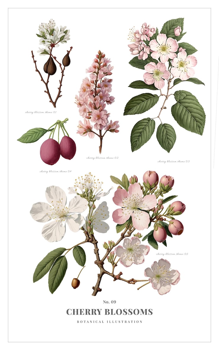 Vetor vector flores de cerejeira