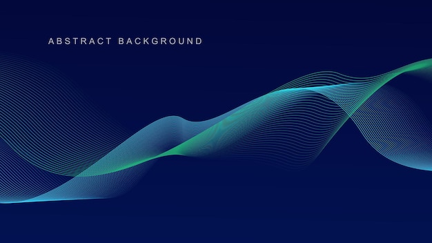 Vector fundo abstrato azul escuro com linhas de onda brilhantes tecnologia de conceito moderno futurista