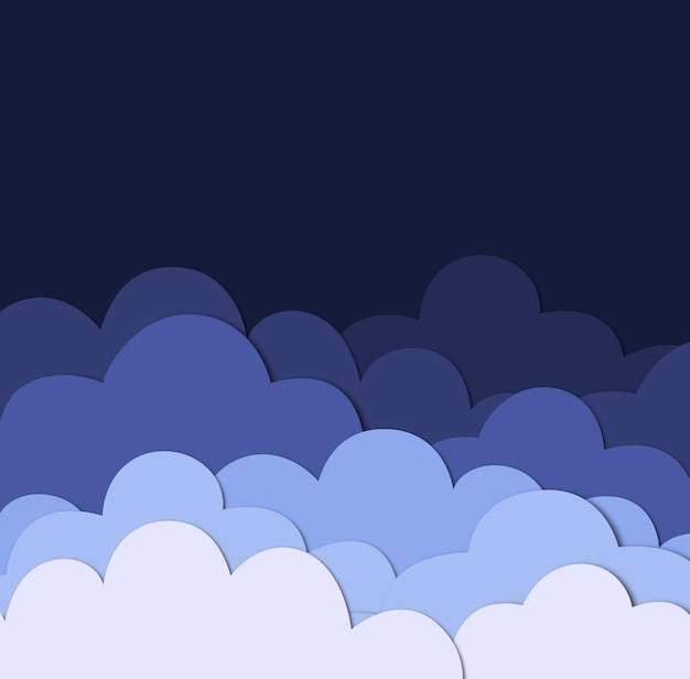 Vector fundo azul com nuvens. Ilustração.