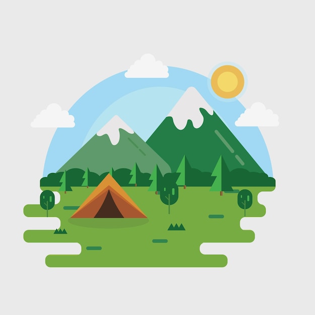 Vector fundo de acampamento com tenda turística