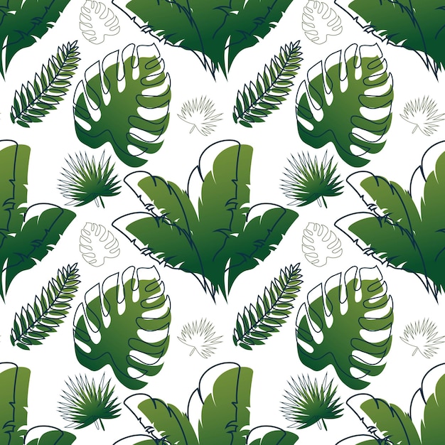 Vector fundo sem costura padrão imagens silhueta de folhas tropicais