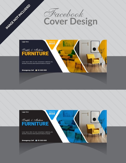 Vetor vector furniture sale social media facebook cover and web banner template