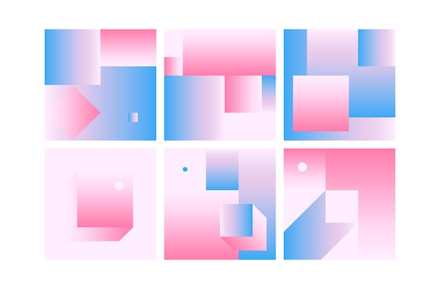 Vector geométrico suave azul rosa gradiente fundos definido estilo de design de material simples padrão colorido minimalista com base em formas de grade e keyline obra de negócios web apresentação capa tecido