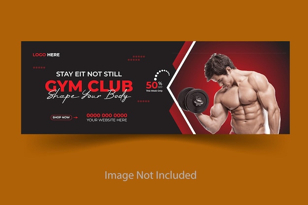 Vector ginásio e fitness design de modelo de banner de capa do facebook