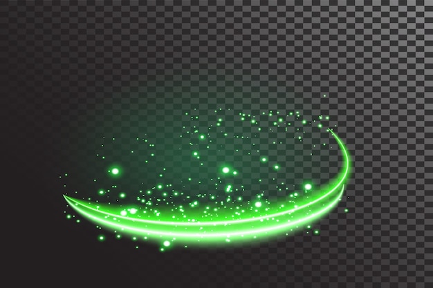 Vector glaring neon spiral.speed ​​linhas com efeito de luz em fundo transparente.