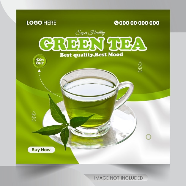 Vetor vector green tea post nas mídias sociais