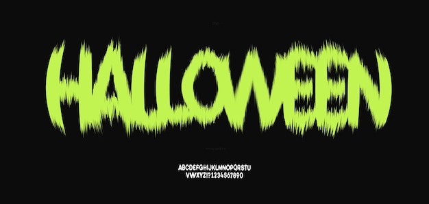 Vetor vector halloween fonte tipografia moderna mão desenhar estilo para festa cartaz decoração promoção livro infográficos gráficos em movimento vídeo camiseta logotipo livro animação banner jogo 10 eps