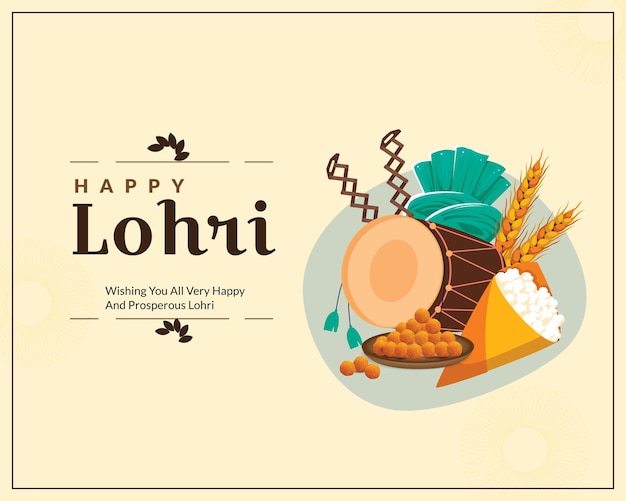 Vector happy lohri post design