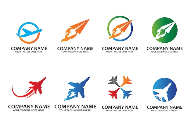 Vector ícone avião logotipo espaço foguete design premium