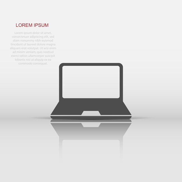 Vector ícone do computador portátil em estilo simples ilustração de sinal de notebook pictograma conceito de negócio de pc