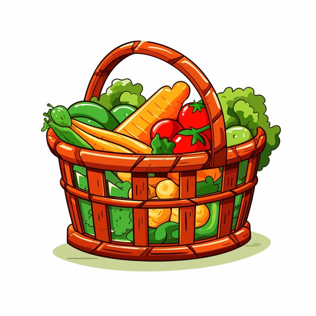 Vector_illustration_grocery_basket_green_basket