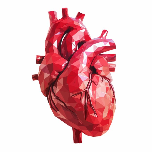 Vetor vector_illustration_of_human_heart_with_faceted_low poly