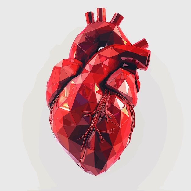 Vetor vector_illustration_of_human_heart_with_faceted_low poly