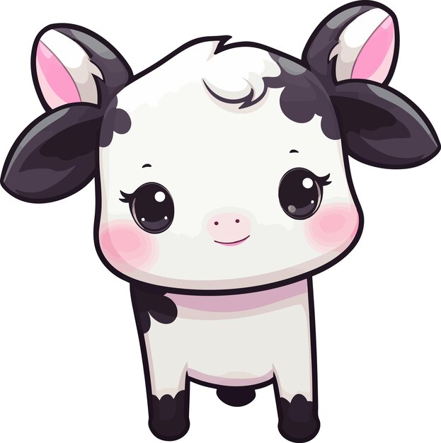 Vector ilustração desenhada à mão de vaca de desenho animado bonito