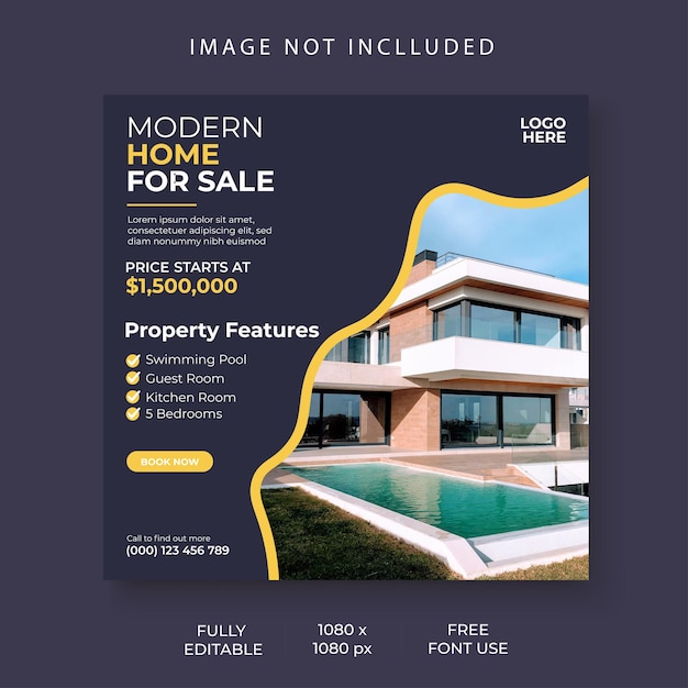 Vector imóvel quadrado mídia social post promoção de venda de casa ou modelo de banner instagram