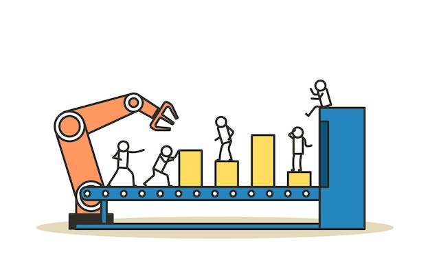 Vector indústria de negócios robô ilustração conceito de fábrica processo de produção futuro