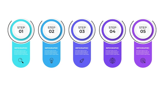 vector infographic template Flowchart presentation design elements with text space Data visualization with 5 steps Process timeline chart Workflow layout with copyspace