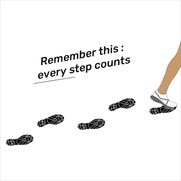 Vector Inspirational Quote Motivational Phrase Lembre-se que cada passo conta as pegadas do homem