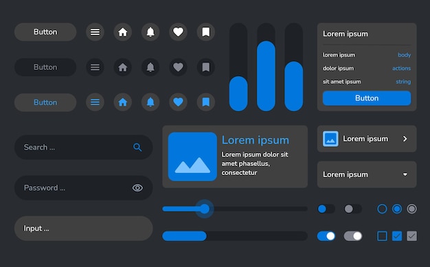 Vector interface de usuário ui kit conjunto bundle modelo de negócios modernos