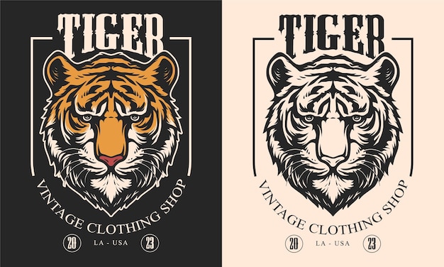 Vetor vector isolado de design de cabeça de tigre zangado t-shirt gráfico