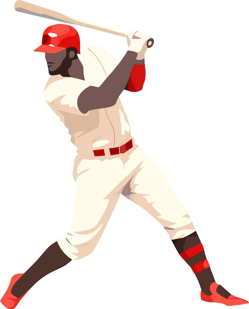 Vector jogador de beisebol batendo bola