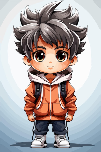 Vector jovem homem animestyle personagem vetor ilustração design manga anime menino