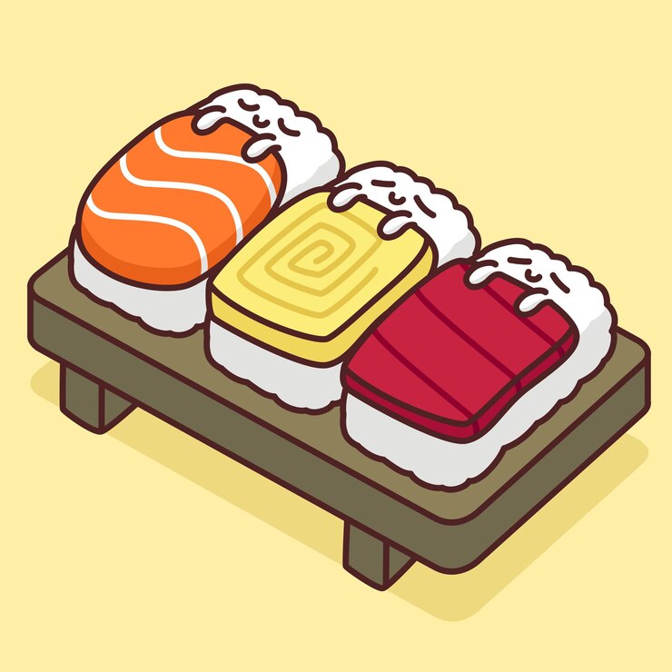 Vetor vector kawaii ilustração de sushi dormindo
