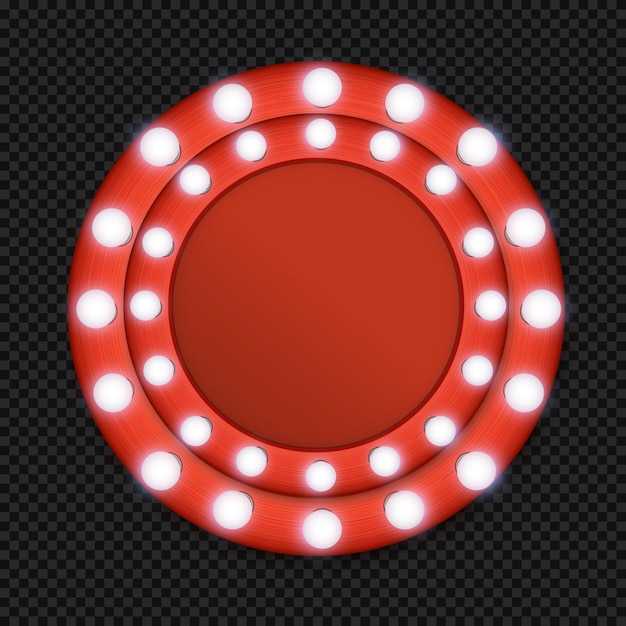 Vector lâmpadas redondas moldura luz retro padrão vazio
