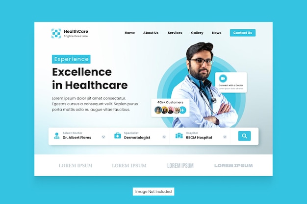 Vetor vector landing page banner website hospital médico desenho de modelo