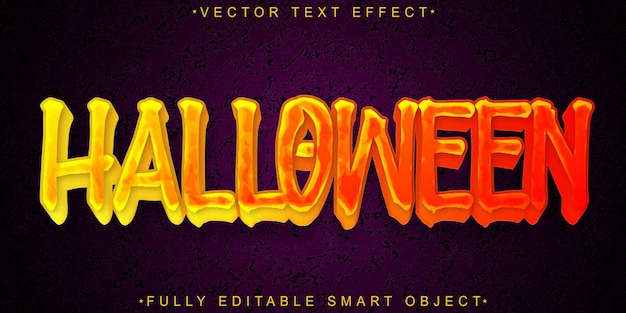 Vetor vector laranja de halloween efeito de texto de objeto inteligente totalmente editável