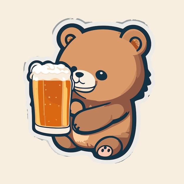 Vector lindo urso bebendo cerveja