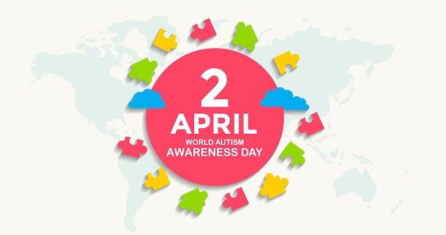 Vetor vector livre 2 de abril dia mundial de conscientização sobre o autismo