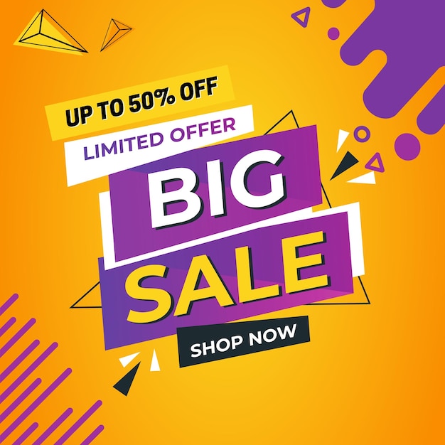 Vector livre amarelo roxo retro grande venda desconto promoção de compras