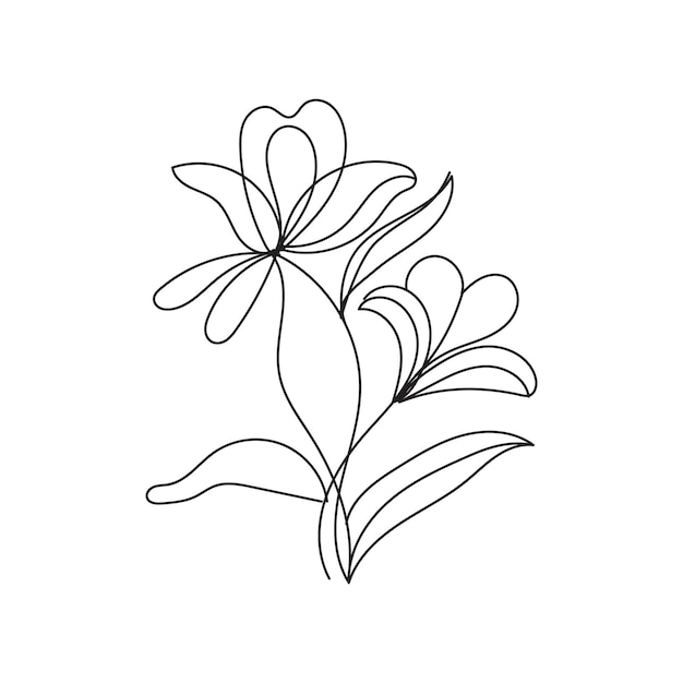 Vector livre desenhado à mão desenho plano contorno de flor simples