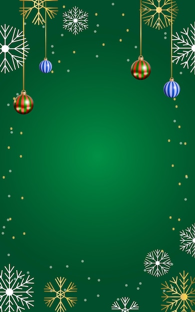 Vetor vector livre feliz natal fundo verde flocos de neve bolas