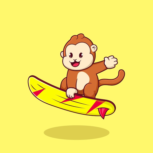 Vector livre macaco bonito jogando surf