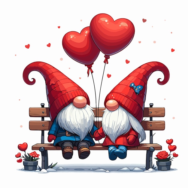 Vetor vector livre valentine casal de gnomos românticos