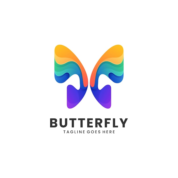 Vector logo ilustração borboleta gradiente estilo colorido