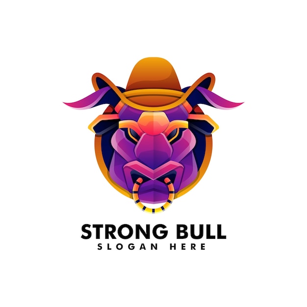 Vector logo ilustração bull gradiente estilo colorido