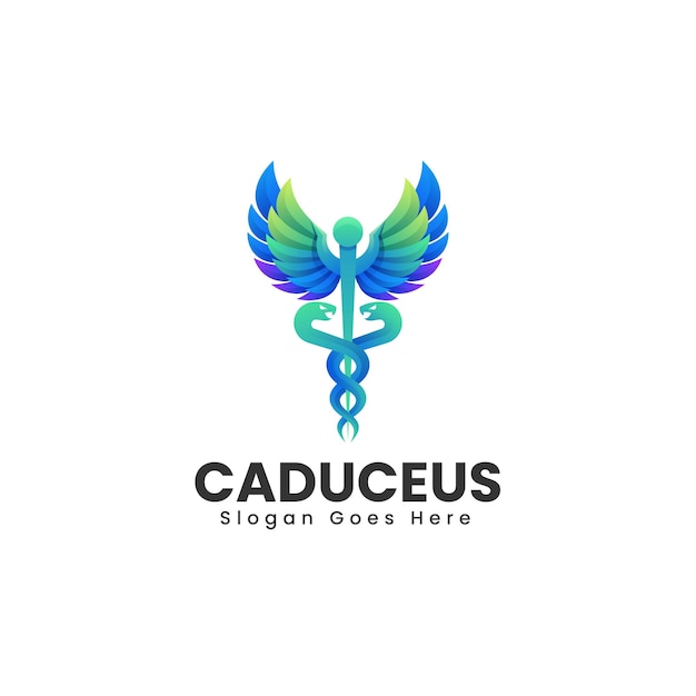 Vector logo ilustração cadeceus gradiente estilo colorido