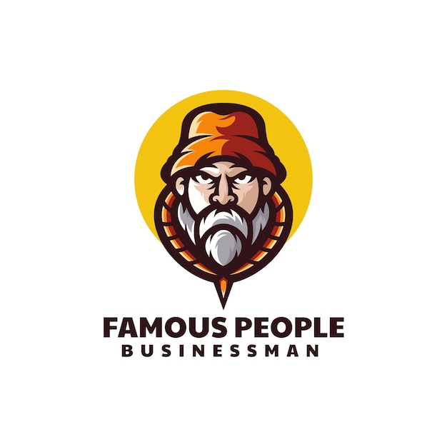 Vector Logo Ilustração Empresário Simples Mascote Estilo