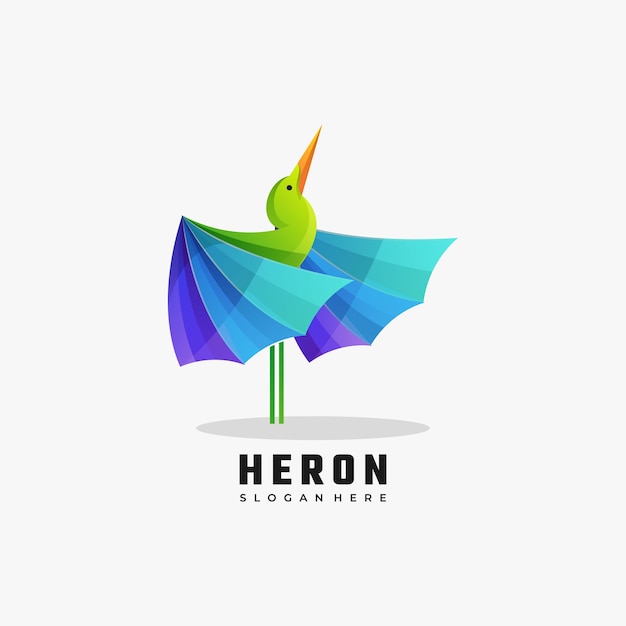 Vector logo ilustração heron gradient colorful style.