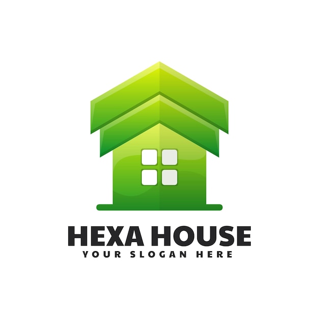 Vector logo ilustração hexa house gradiente estilo colorido