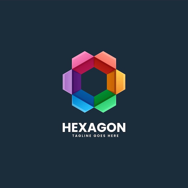 Vector logo ilustração hexágono gradiente estilo colorido