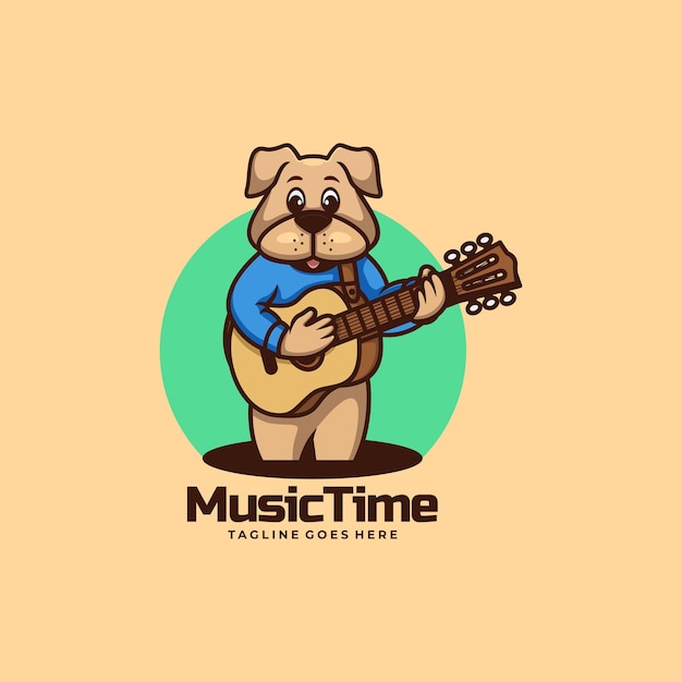 Vector logo ilustração música tempo mascote estilo dos desenhos animados