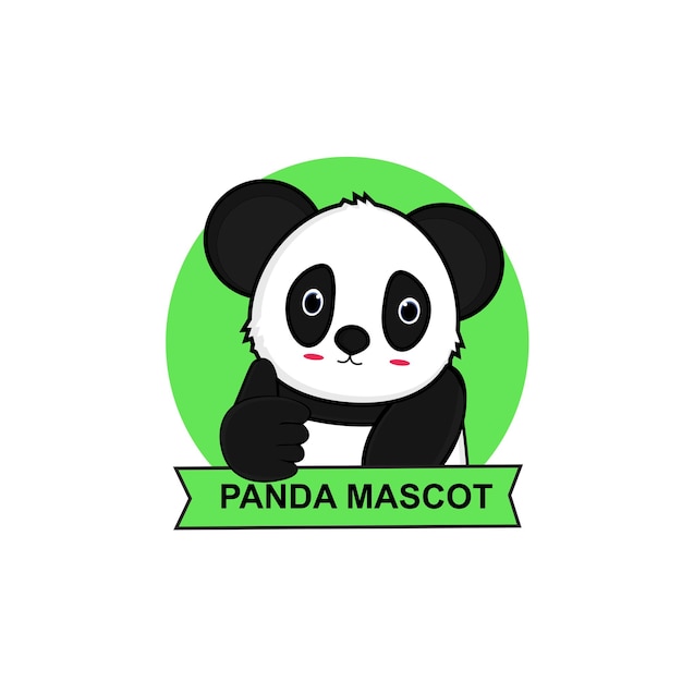 Vector logo ilustração panda simples mascote estilo.
